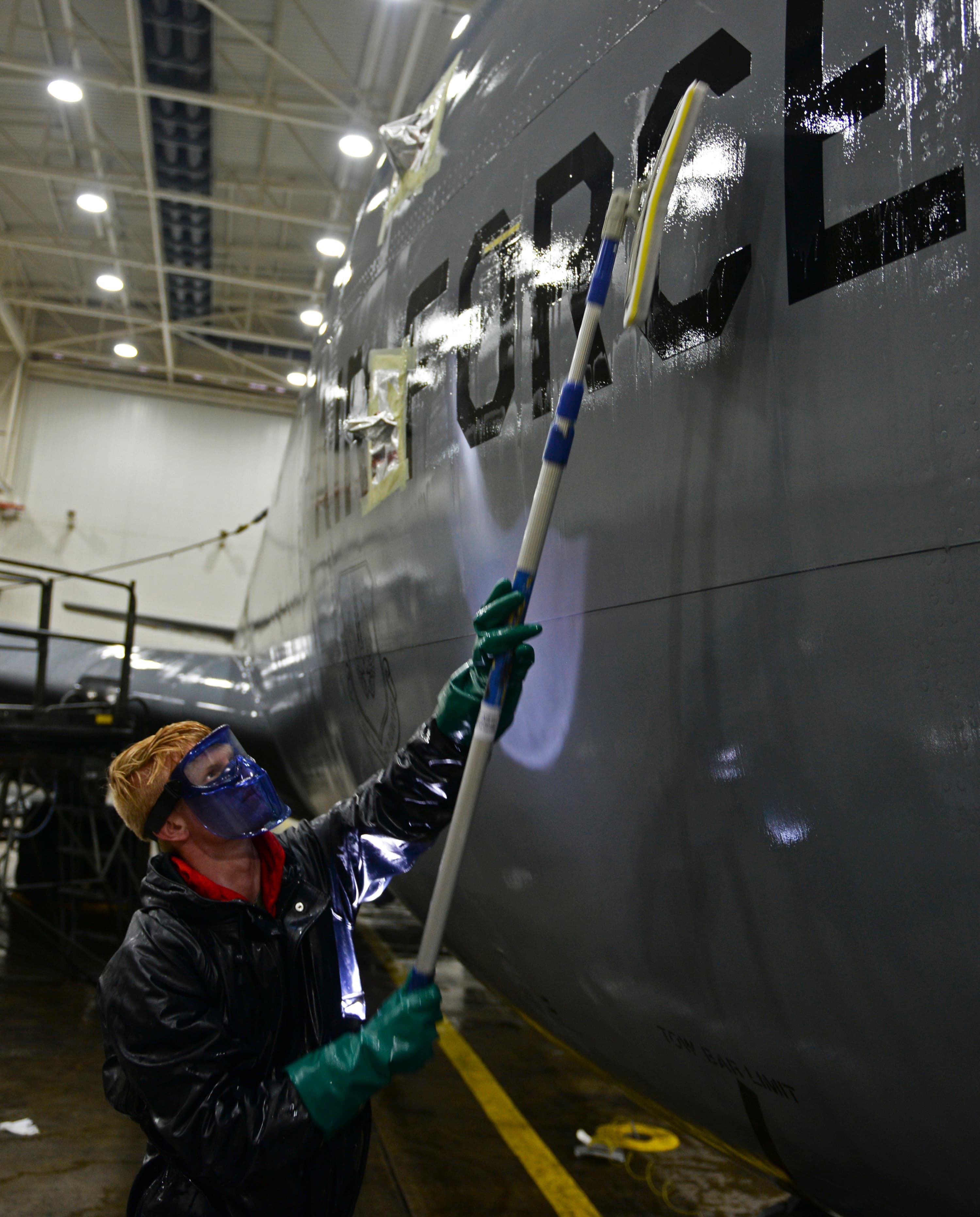 RAF Mildenhall aircraft wash operations