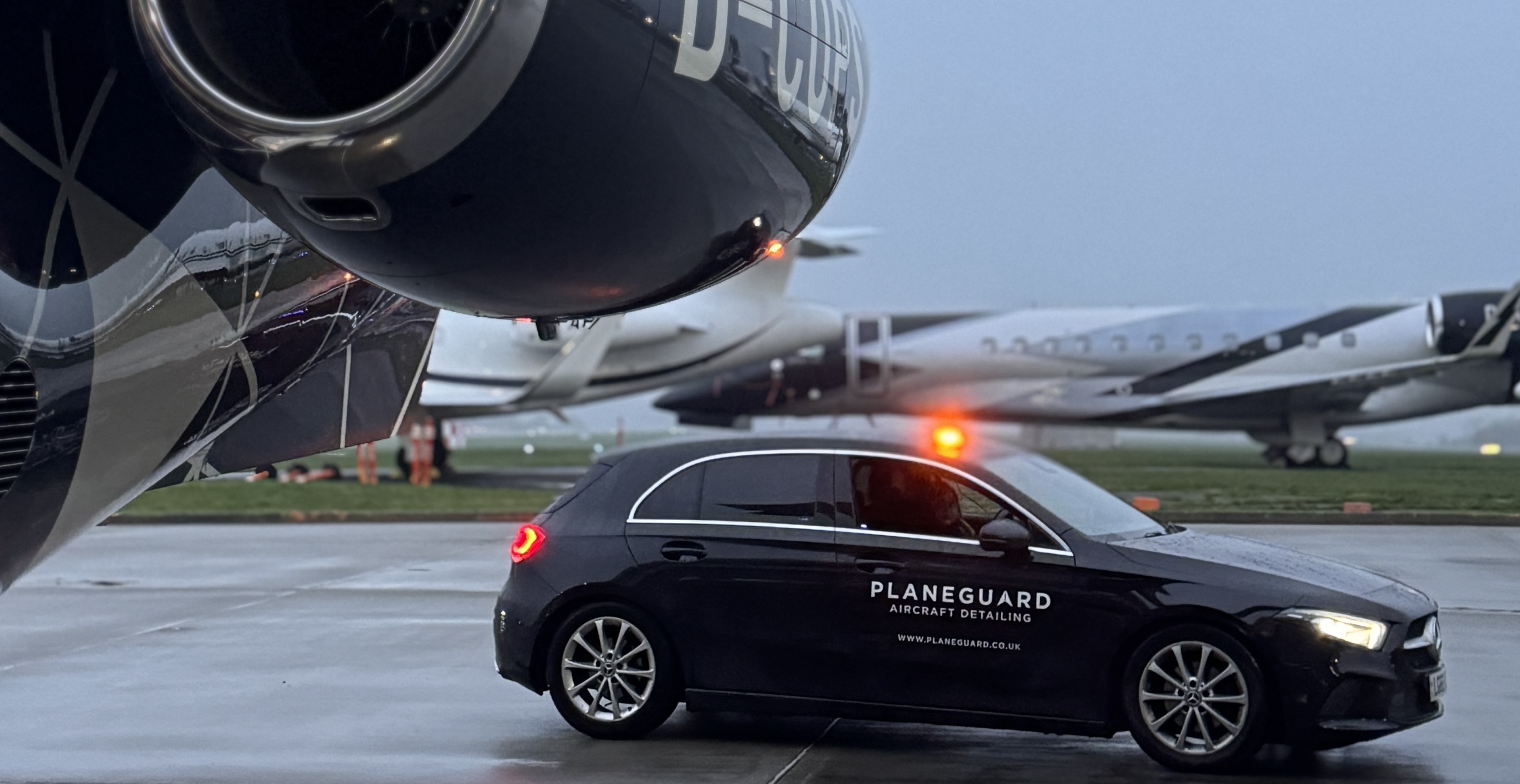 Aircraft exterior detailing, interior deep cleaning, vinyl branding, livery and decal services